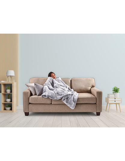 Feel Perfect Faux Fur Heated Throw Grey