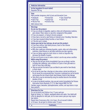 Advil Tablets 200mg Ibuprofen Pain & Fever Relief 24 pack