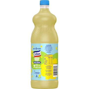 Cottee's Zero Sugar Lemon Cordial Lemon Crush Sugar Free 1L
