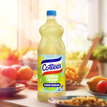 Cottee's Zero Sugar Lemon Cordial Lemon Crush Sugar Free 1L