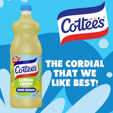 Cottee's Zero Sugar Lemon Cordial Lemon Crush Sugar Free 1L