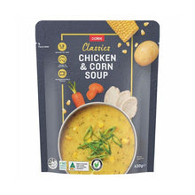 COLES CHICKEN CORN POUCH SOUP:CHICKEN CORN:.:430 GRAM