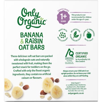 Only Organic Oat Bars Banana & Raisin 6 pack