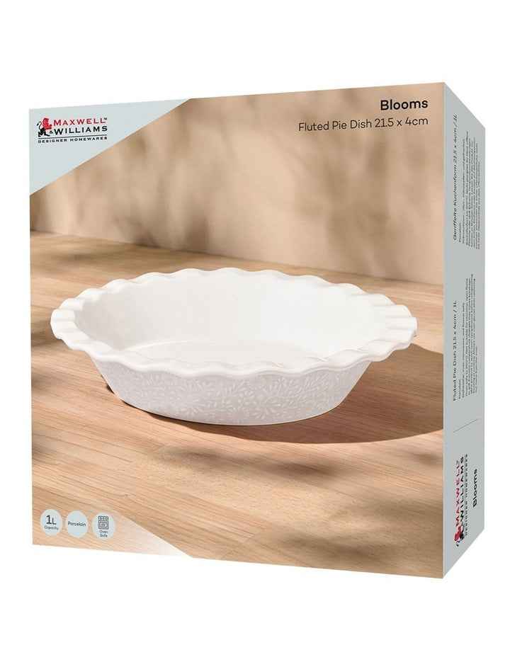 Blooms Fluted Pie Dish 21.5x4cm Gift Boxed in White
