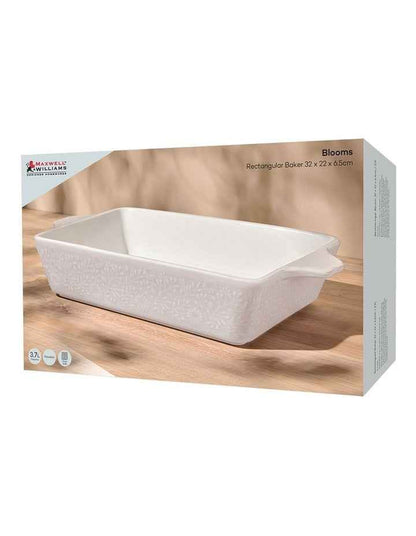 Blooms Rectangular Baker 32x22.5x6.5cm Gift Boxed in White