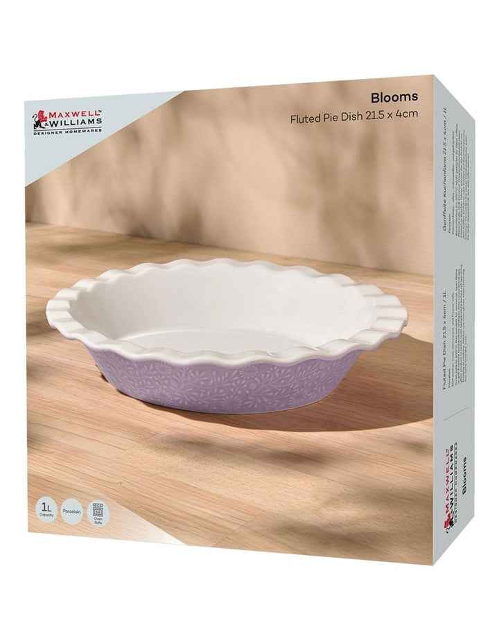 Blooms Fluted Pie Dish 21.5x4cm Gift Boxed in Lilac