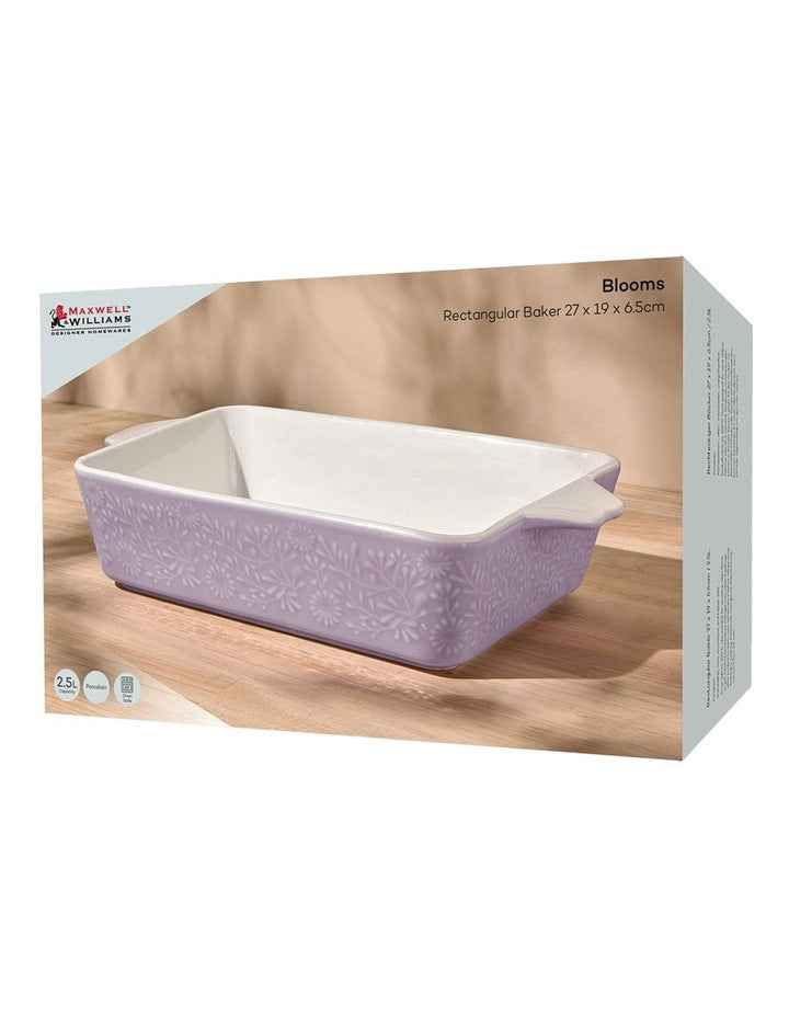 Blooms Rectangular Baker 27x19.5x6.5cm Gift Boxed in Lilac