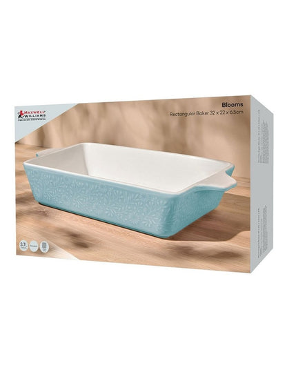 Blooms Rectangular Baker 32x22.5x6.5cm Gift Boxed in Blue