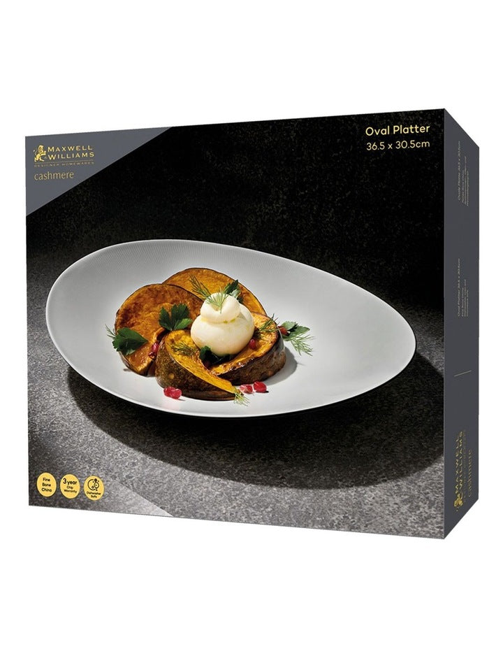 Cashmere Oval Platter 36.5x30.5cm Gift Boxed in White