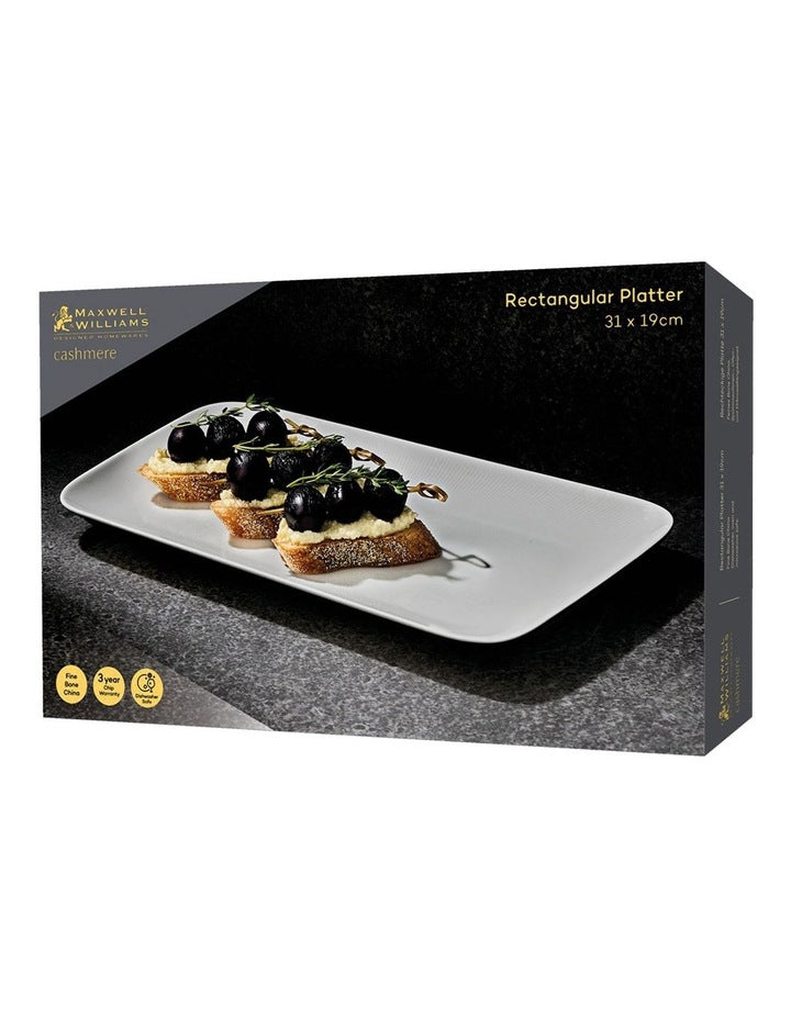 Cashmere Rectangular Platter 31x19cm Gift Boxed in White
