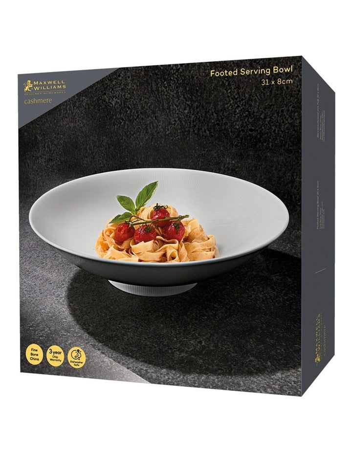 Cashmere Footed Serving Bowl 31x8cm Gift Boxed in White