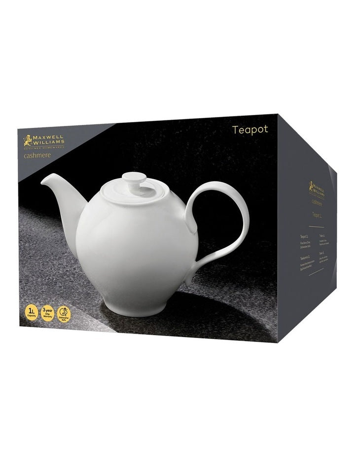 Cashmere Round Teapot 1L Gift Boxed in White