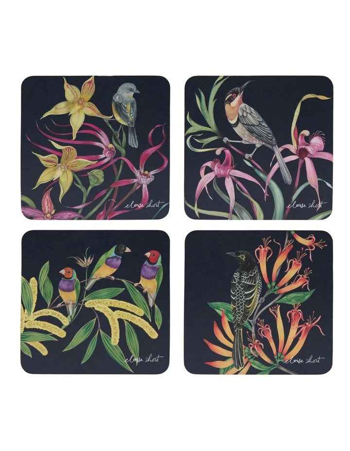 Eloise Short Lyric Cork Back Coaster 10.5cm Set of 4 Gift Boxed Assorted in Multi