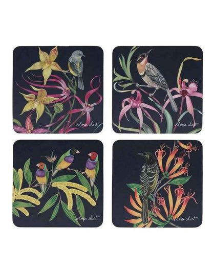 Eloise Short Lyric Cork Back Coaster 10.5cm Set of 4 Gift Boxed Assorted in Multi