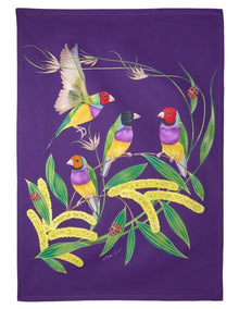 Eloise Short Lyric Tea Towel 50x70cm Gouldian Finch in Purple
