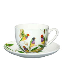 Eloise Short Lyric Cup & Saucer 240ML Gouldian Finch Gift Boxed in White