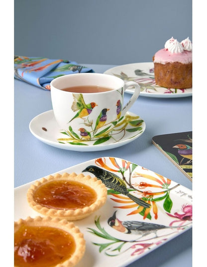 Eloise Short Lyric Cup & Saucer 240ML Gouldian Finch Gift Boxed in White
