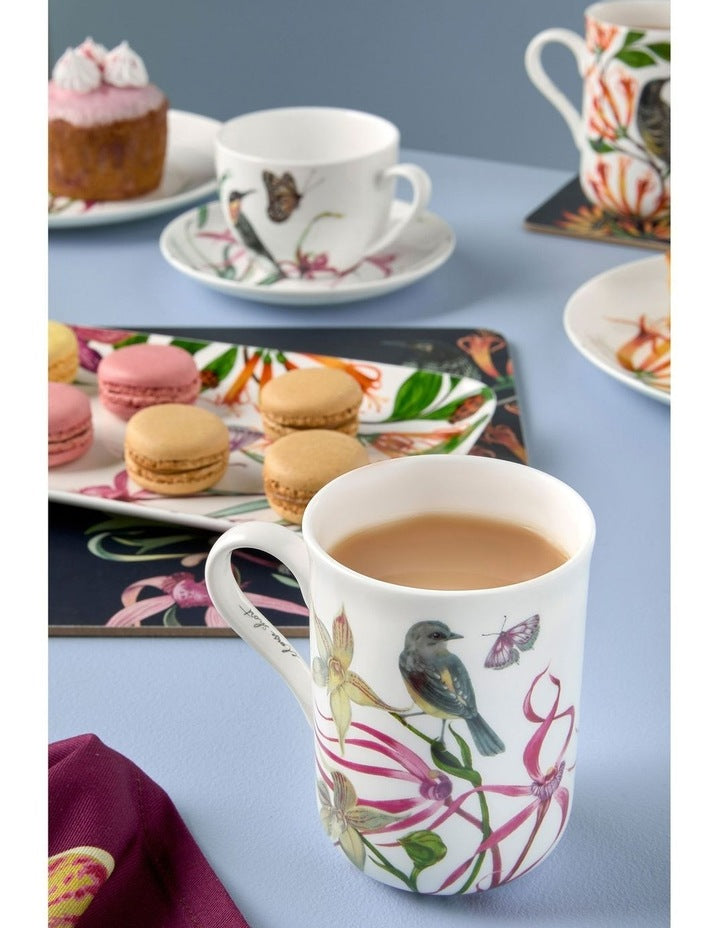 Eloise Short Lyric Mug 330ml Yellow Robin Gift Boxed in White