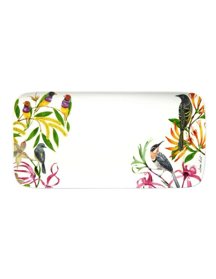 Eloise Short Lyric Rectangular Platter 29x15cm Birds Gift Boxed in White