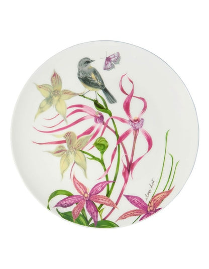 Eloise Short Lyric Coupe Plate 20cm Yellow Robin Gift Boxed in White