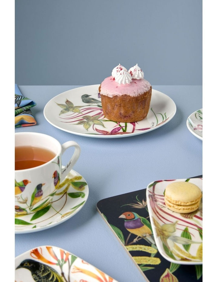 Eloise Short Lyric Coupe Plate 20cm Spinebill Honeyeater Gift Boxed in White