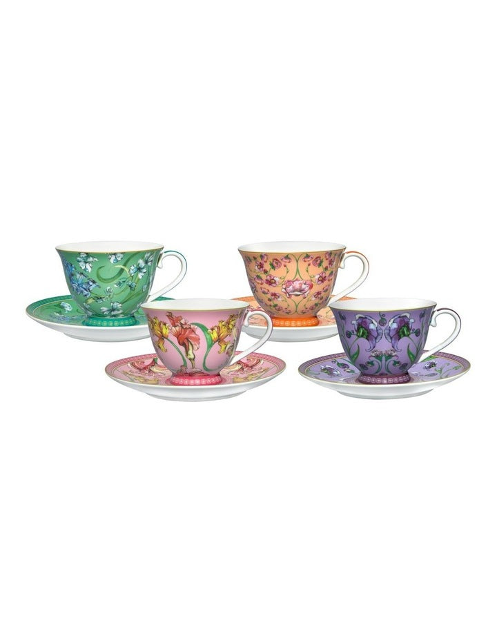 Estelle Michaelides Mystique Tall Cup & Saucer 230ml Set of 4 Assorted Gift Boxed in Multi
