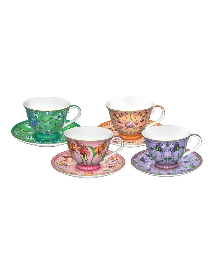 Estelle Michaelides Mystique Tall Cup & Saucer 230ml Set of 4 Assorted Gift Boxed in Multi