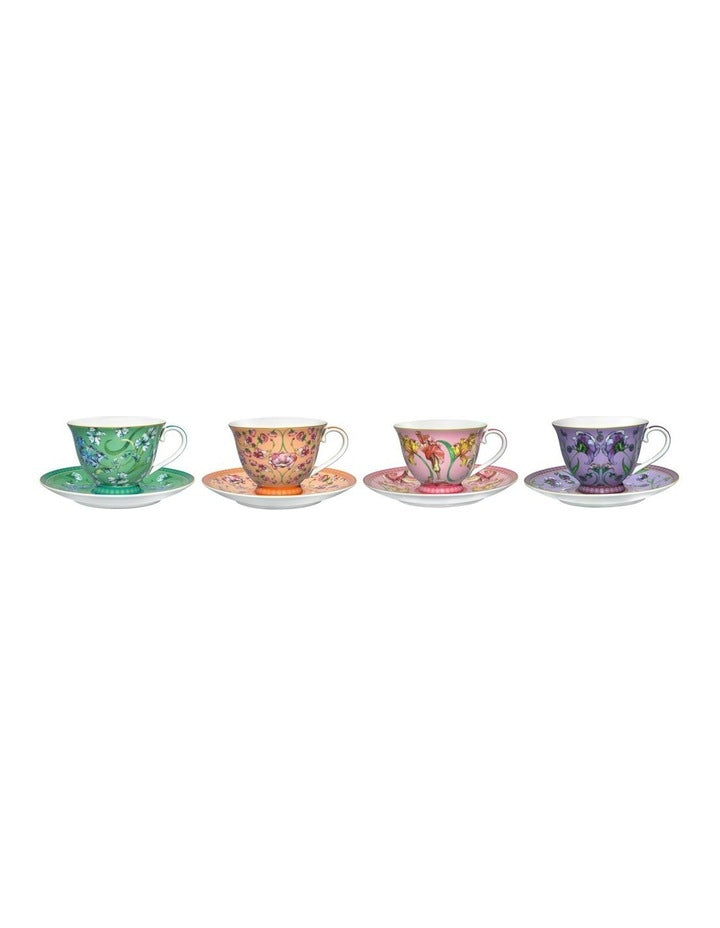 Estelle Michaelides Mystique Tall Cup & Saucer 230ml Set of 4 Assorted Gift Boxed in Multi