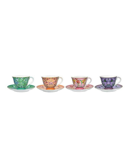 Estelle Michaelides Mystique Tall Cup & Saucer 230ml Set of 4 Assorted Gift Boxed in Multi