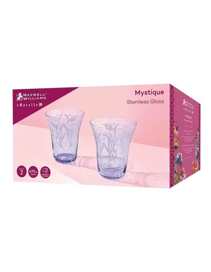 Estelle Michaelides Mystique Stemless Glass 470ml Set of 2 Gift Boxed in Violet
