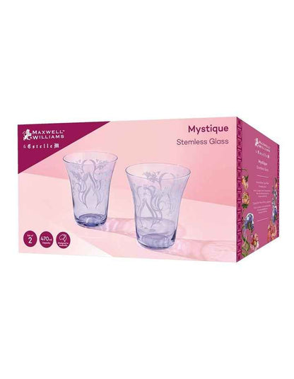 Estelle Michaelides Mystique Stemless Glass 470ml Set of 2 Gift Boxed in Violet