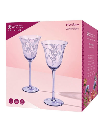 Estelle Michaelides Mystique Wine Glass 320ml Set of 2 Gift Boxed in Violet