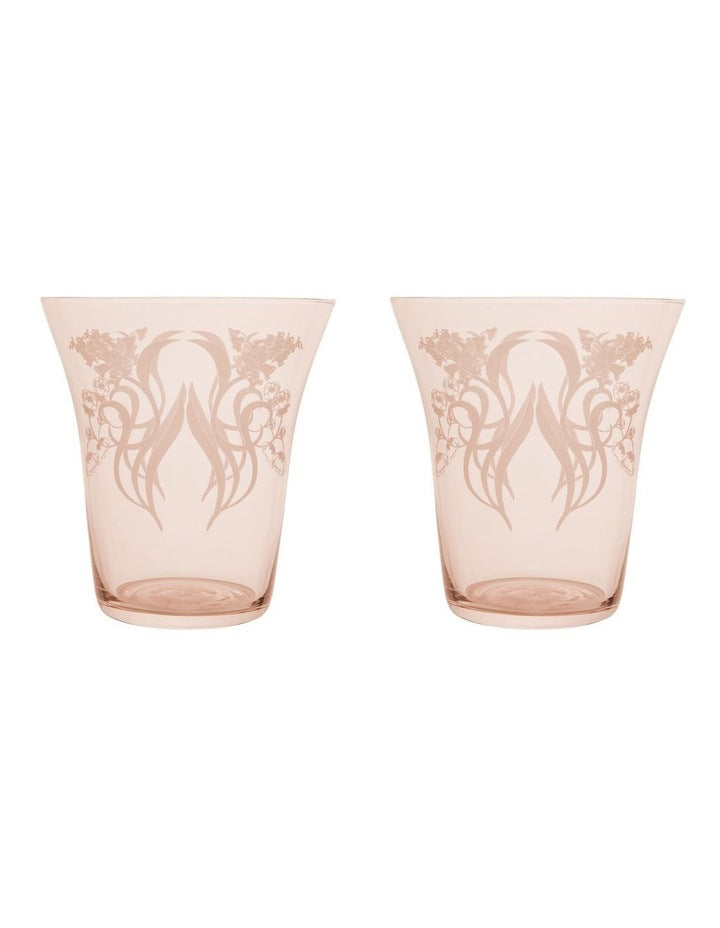 Estelle Michaelides Mystique Stemless Glass 470ml Set of 2 Gift Boxed in Melon