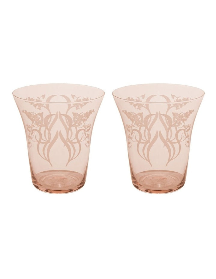 Estelle Michaelides Mystique Stemless Glass 470ml Set of 2 Gift Boxed in Melon