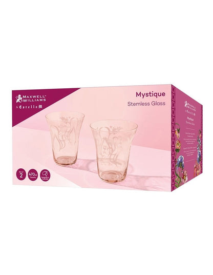 Estelle Michaelides Mystique Stemless Glass 470ml Set of 2 Gift Boxed in Melon
