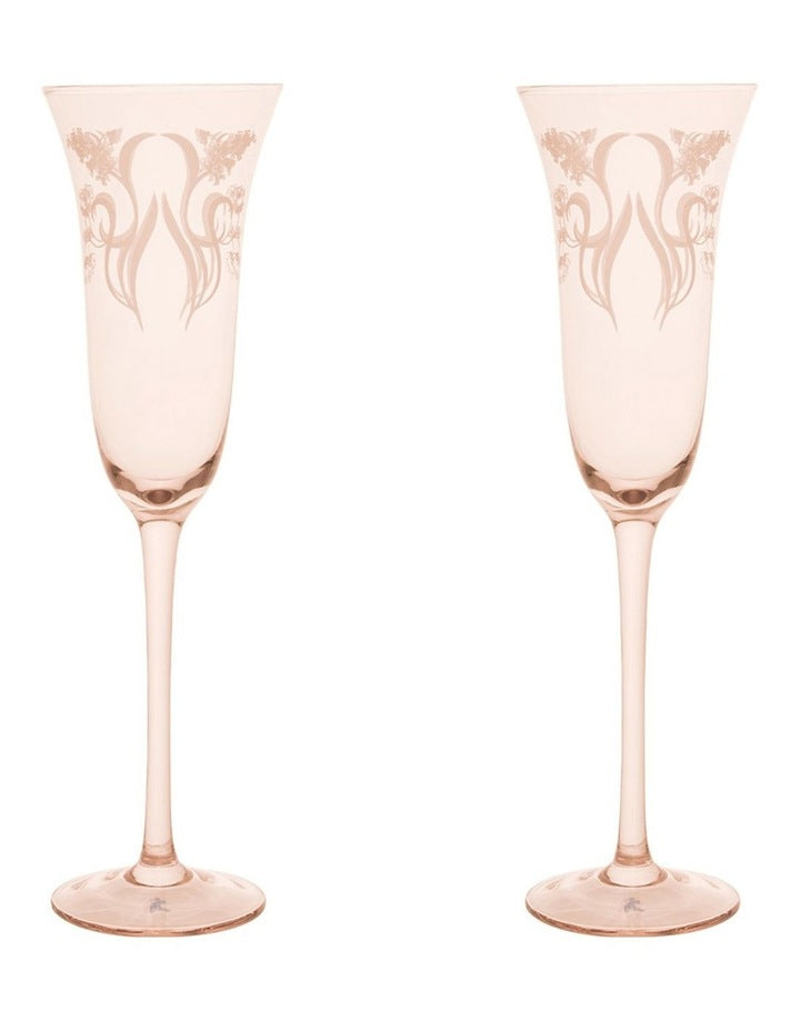 Estelle Michaelides Mystique Prosecco Glass 190ml Set of 2 Gift Boxed in Melon
