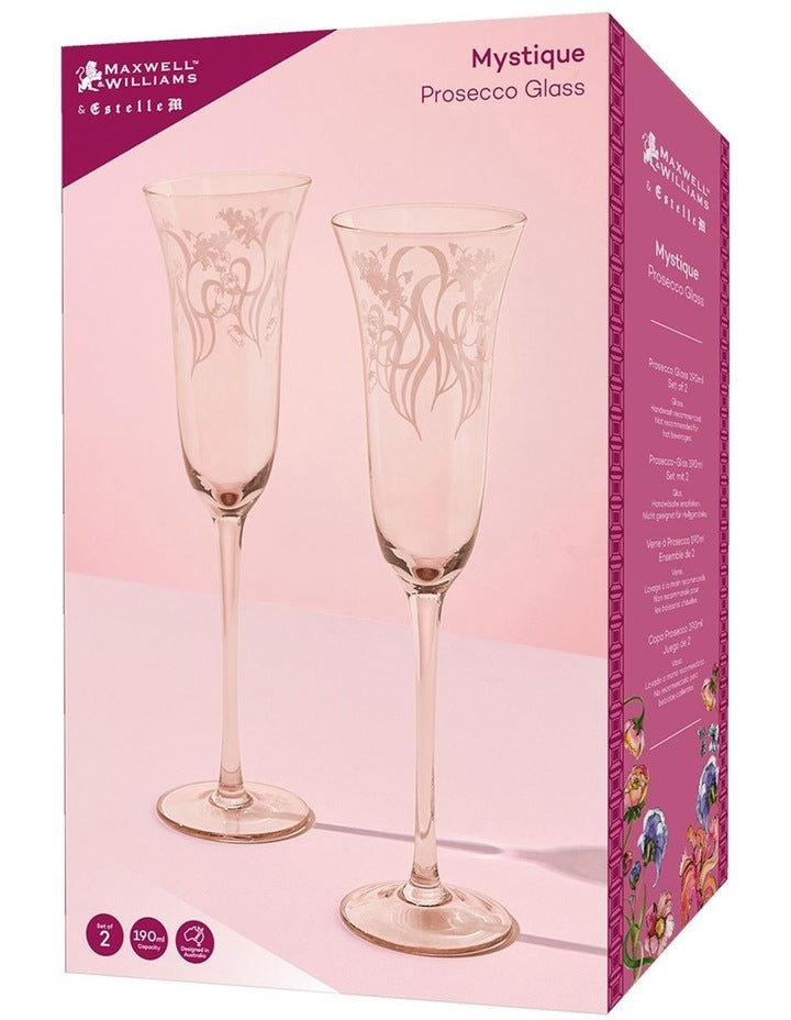 Estelle Michaelides Mystique Prosecco Glass 190ml Set of 2 Gift Boxed in Melon