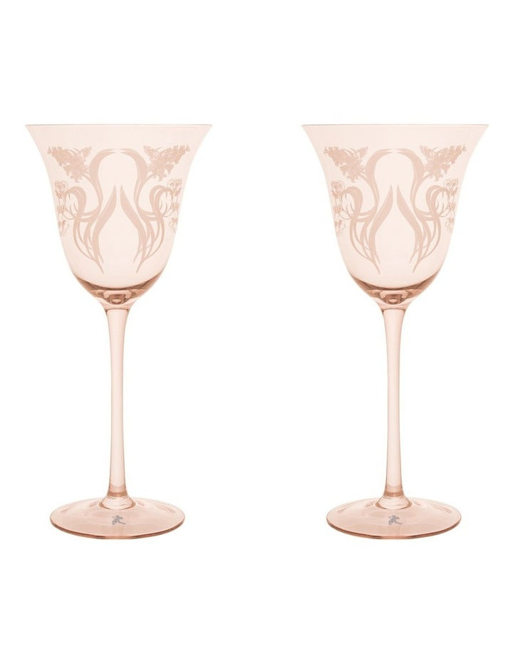 Estelle Michaelides Mystique Wine Glass 320ml Set of 2 Gift Boxed in Melon