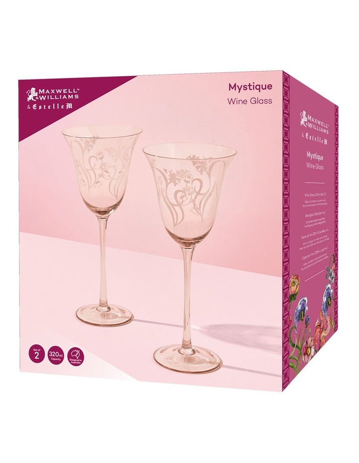 Estelle Michaelides Mystique Wine Glass 320ml Set of 2 Gift Boxed in Melon
