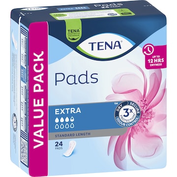 TENA Incontinence Pads Extra Standard Length 24 pack