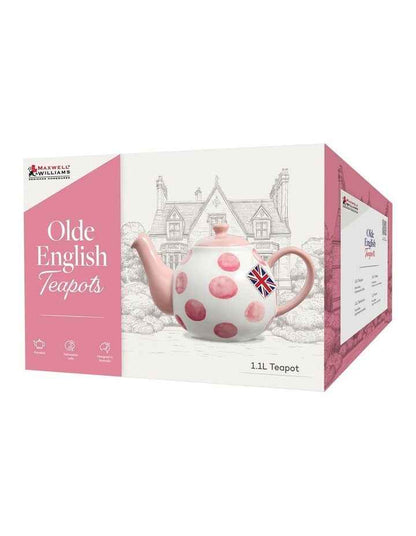 Olde English Teapot 1.1L Gift Boxed in Pink Spot