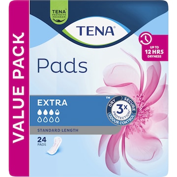 TENA Incontinence Pads Extra Standard Length 24 pack