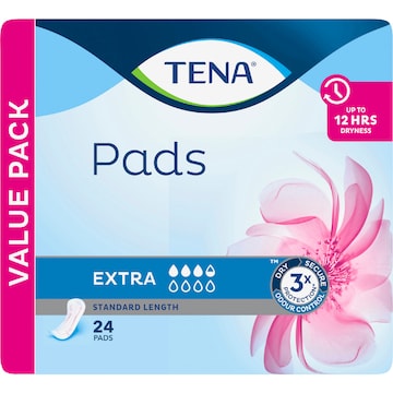 TENA Incontinence Pads Extra Standard Length 24 pack