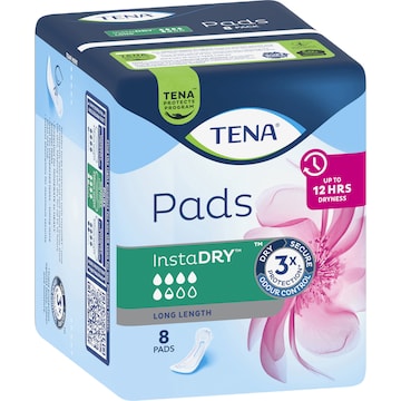TENA Incontinence Pads Instadry Long Length 8 pack