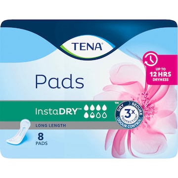 TENA Incontinence Pads Instadry Long Length 8 pack