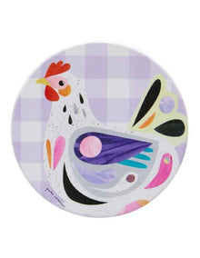 Pete Cromer Barn Friends Ceramic Chook Round Coaster 10cm in Purple
