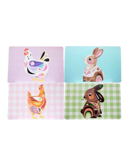 Pete Cromer Barn Friends Set of 4 Reversible Placemats 43x28cm Set of 4 in Multi