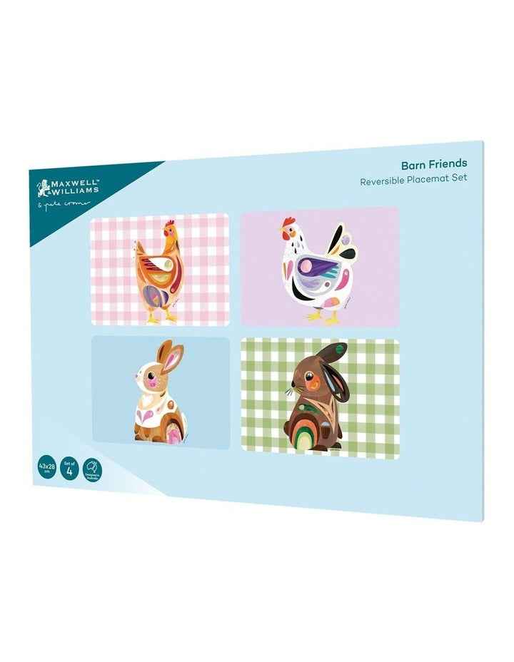 Pete Cromer Barn Friends Set of 4 Reversible Placemats 43x28cm Set of 4 in Multi
