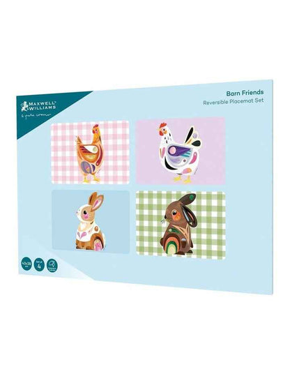 Pete Cromer Barn Friends Set of 4 Reversible Placemats 43x28cm Set of 4 in Multi