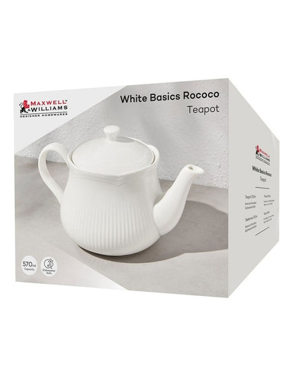 White Basics Rococo Teapot 570ml Gift Boxed in White